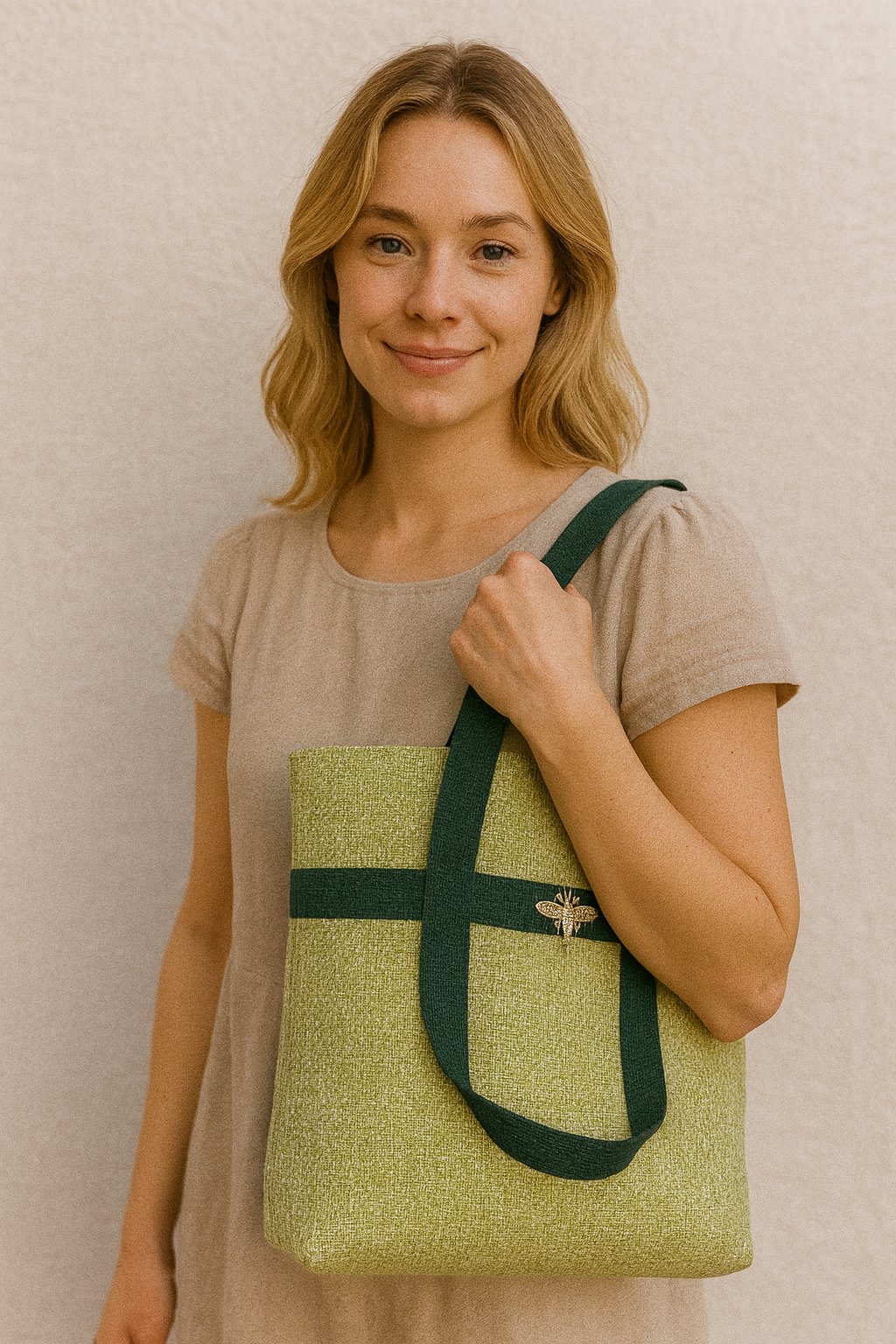 Sac “Fraîcheur Urbaine” – Vert tendre & détails contrastés