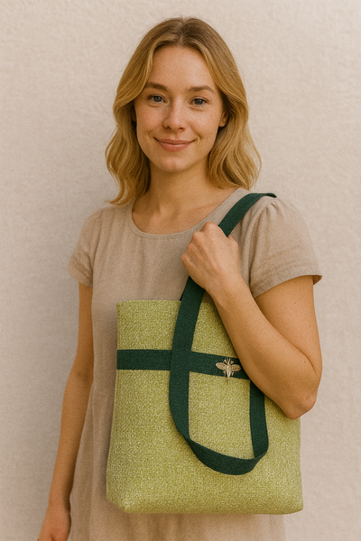 Sac “Fraîcheur Urbaine” – Vert tendre & détails contrastés