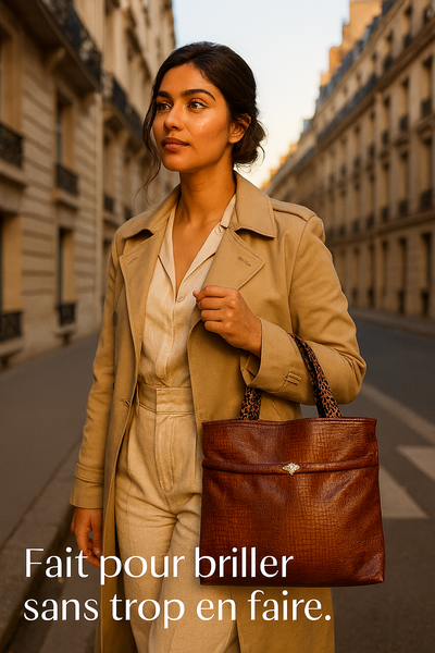 "Sauvage Élégance" – Cuir effet croco & doublure léopard
