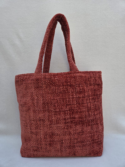 Sac "Velours Soleil" – Rouge brique & détail wax
