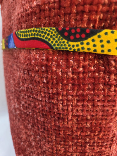 Sac "Velours Soleil" – Rouge brique & détail wax