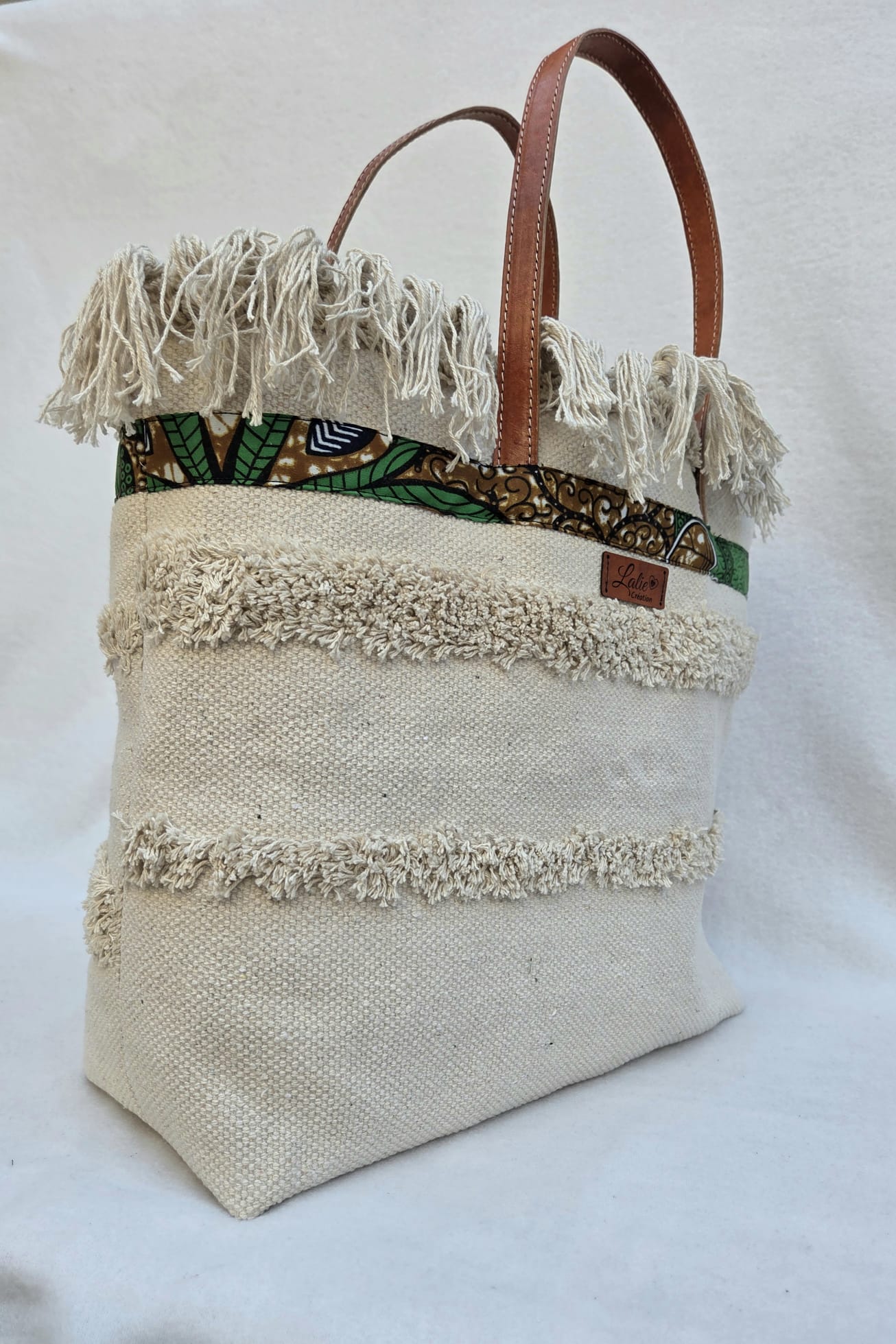 Sac “Terracotta Sauvage” – Coton brut & anses en cuir de vache