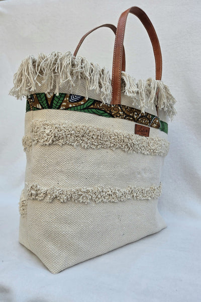 Sac “Terracotta Sauvage” – Coton brut & anses en cuir de vache