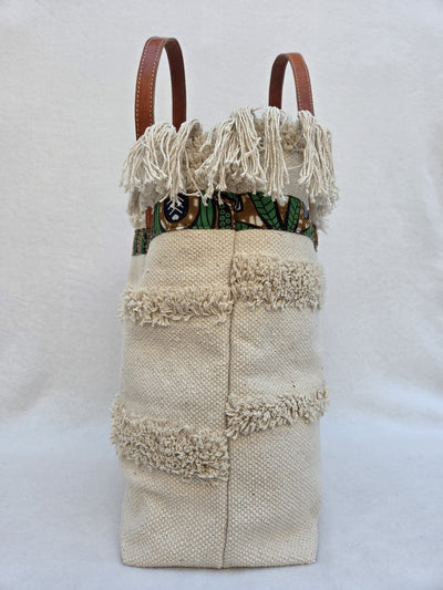 Sac “Terracotta Sauvage” – Coton brut & anses en cuir de vache