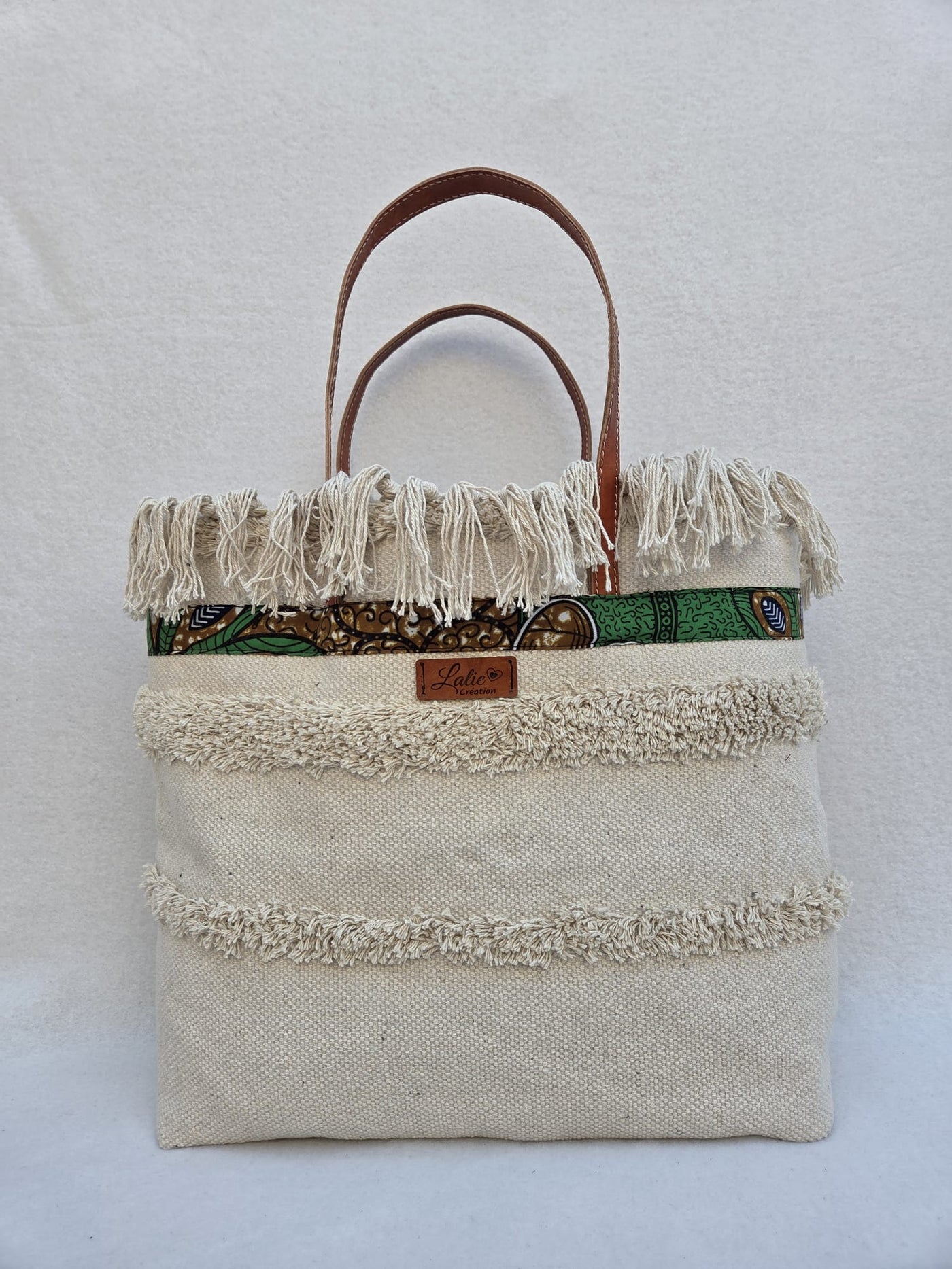 Sac “Terracotta Sauvage” – Coton brut & anses en cuir de vache