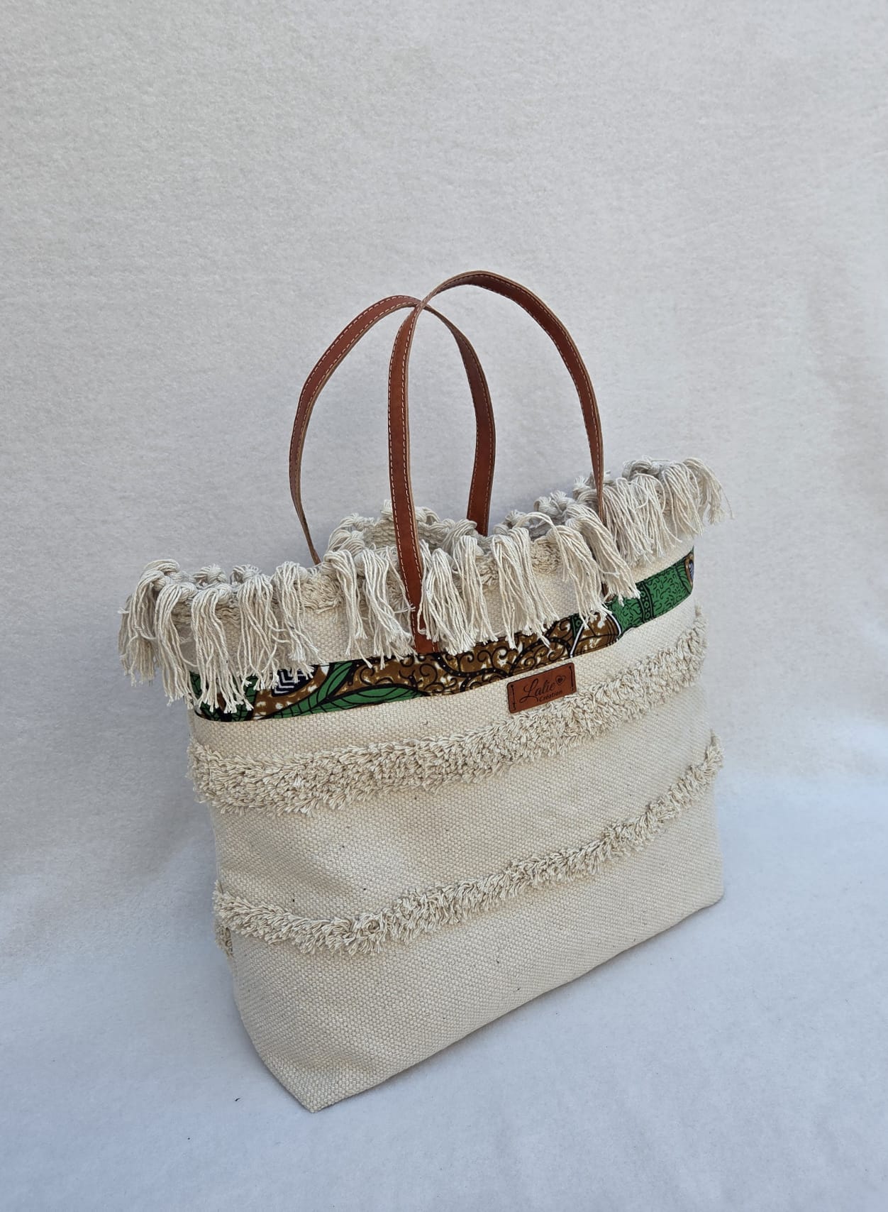 Sac “Terracotta Sauvage” – Coton brut & anses en cuir de vache