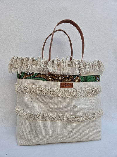Sac “Terracotta Sauvage” – Coton brut & anses en cuir de vache