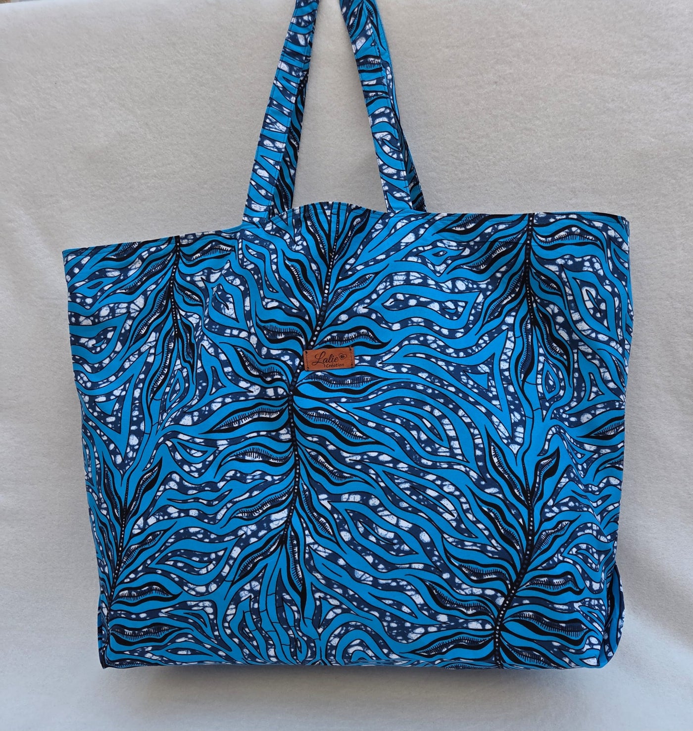 Cabas XXL Wax “Vagues Bleues”
