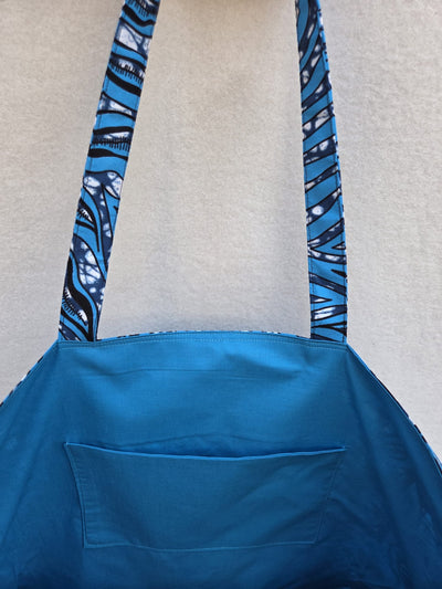 Cabas XXL Wax “Vagues Bleues”