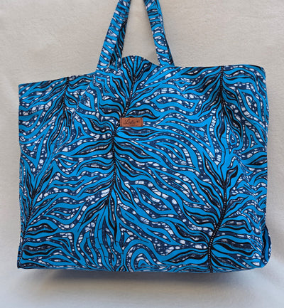 Cabas XXL Wax “Vagues Bleues”