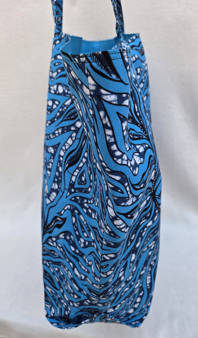 Cabas XXL Wax “Vagues Bleues”