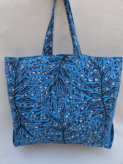 Cabas XXL Wax “Vagues Bleues”