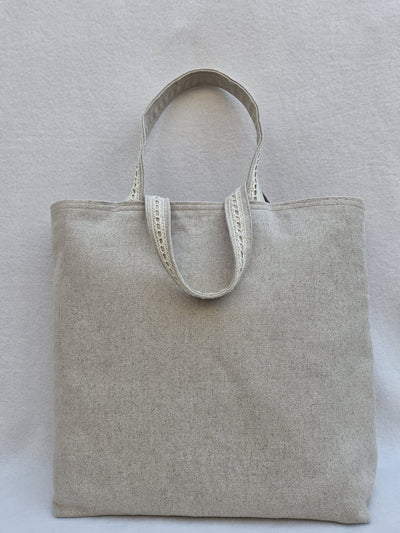 Sac “Écru Bohème” – Lin naturel & dentelle fine