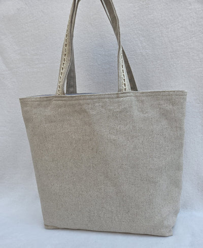 Sac “Écru Bohème” – Lin naturel & dentelle fine
