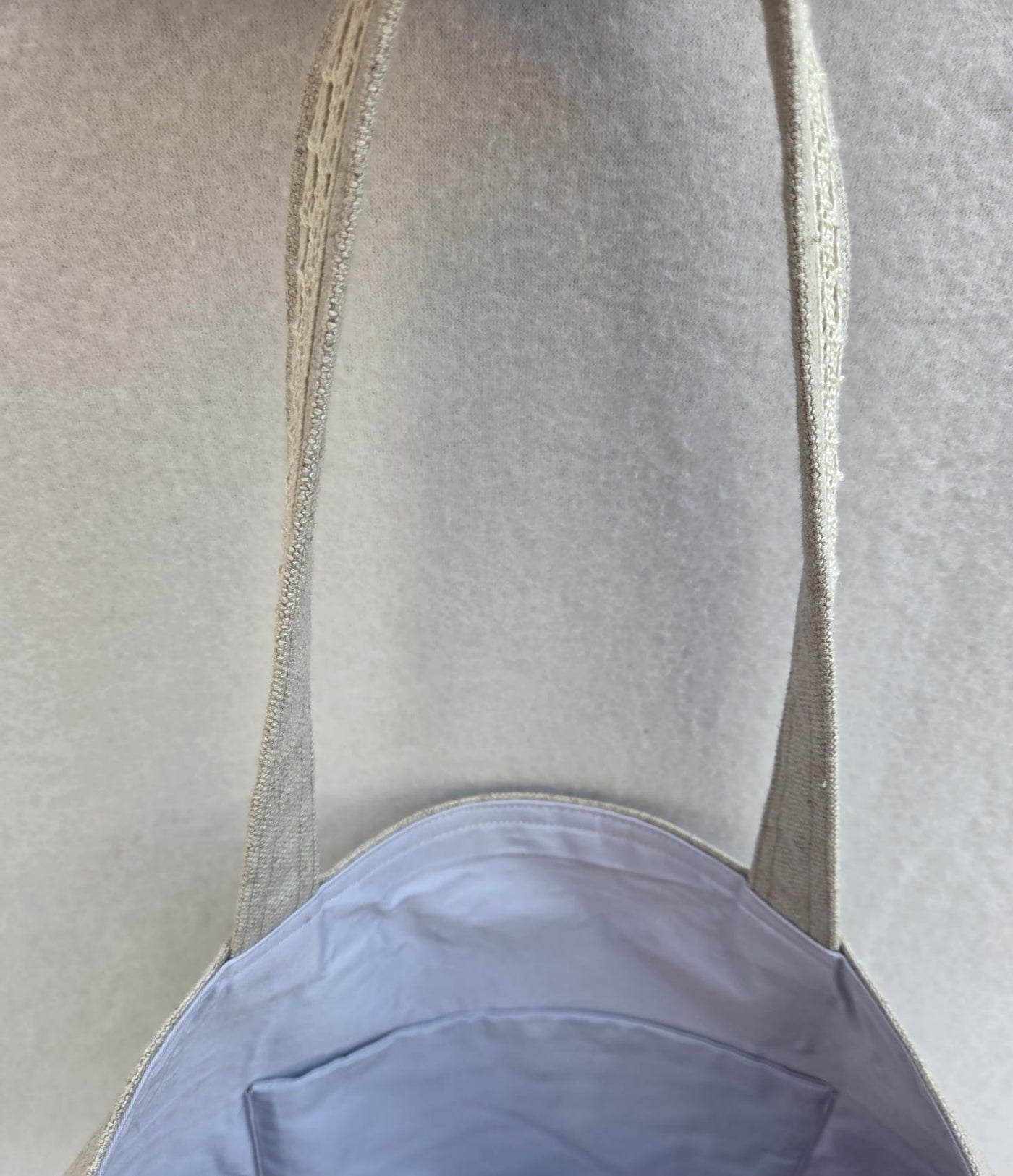 Sac “Écru Bohème” – Lin naturel & dentelle fine