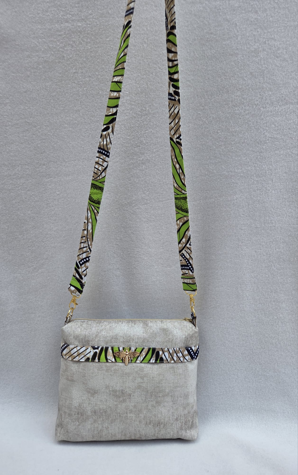 Sac “Lina Verde” – Bandoulière en lin & wax végétal