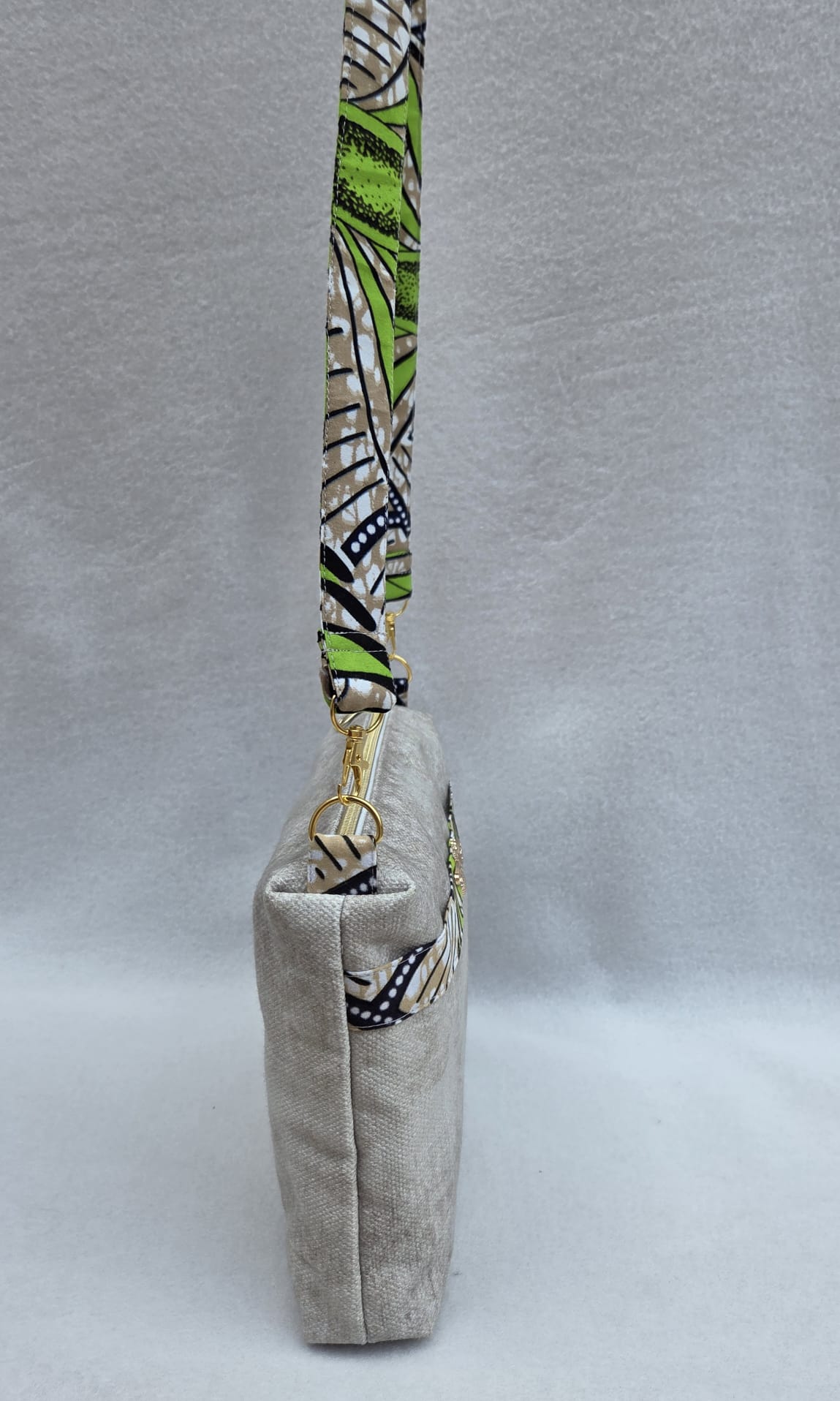 Sac “Lina Verde” – Bandoulière en lin & wax végétal
