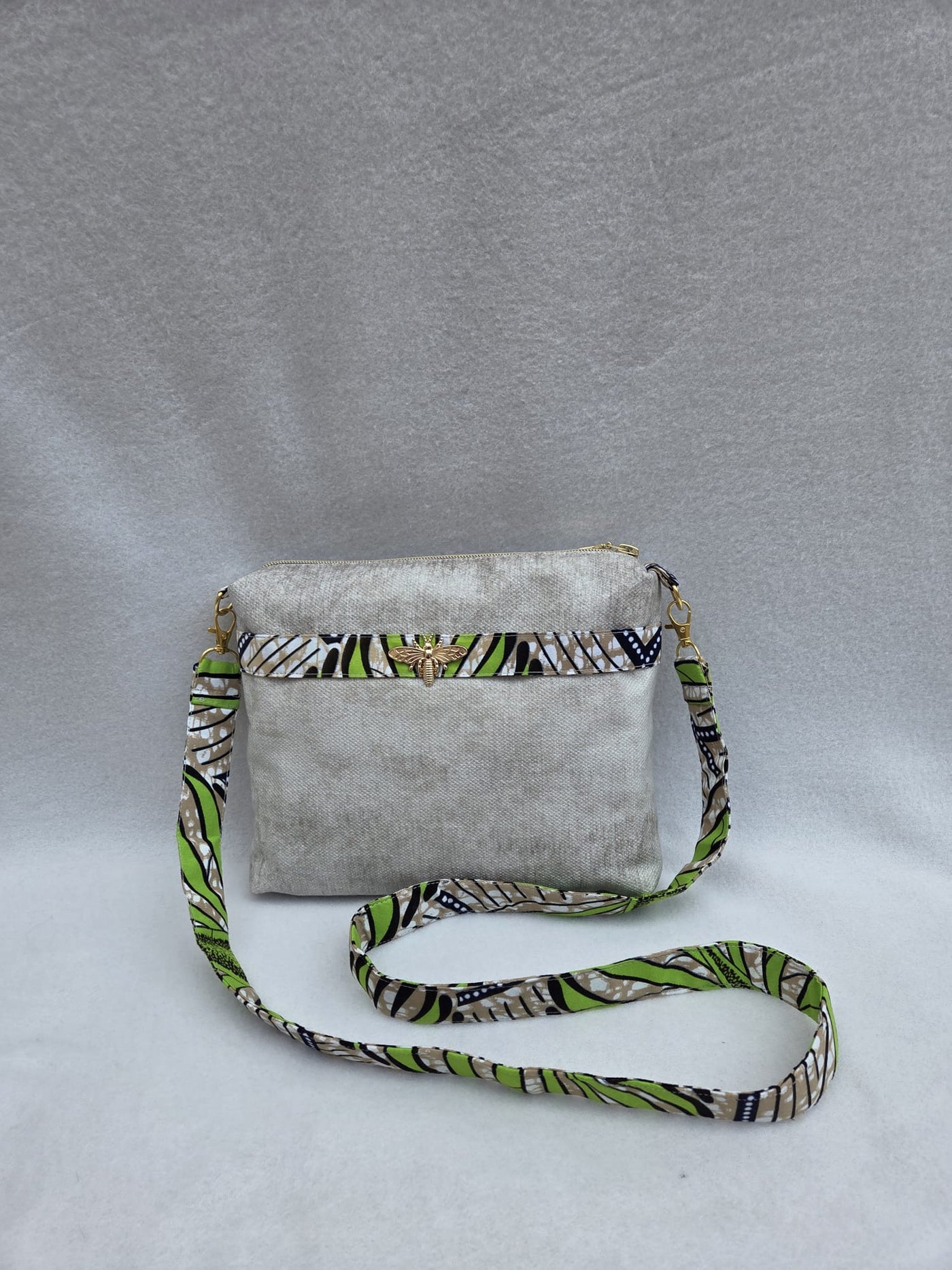 Sac “Lina Verde” – Bandoulière en lin & wax végétal