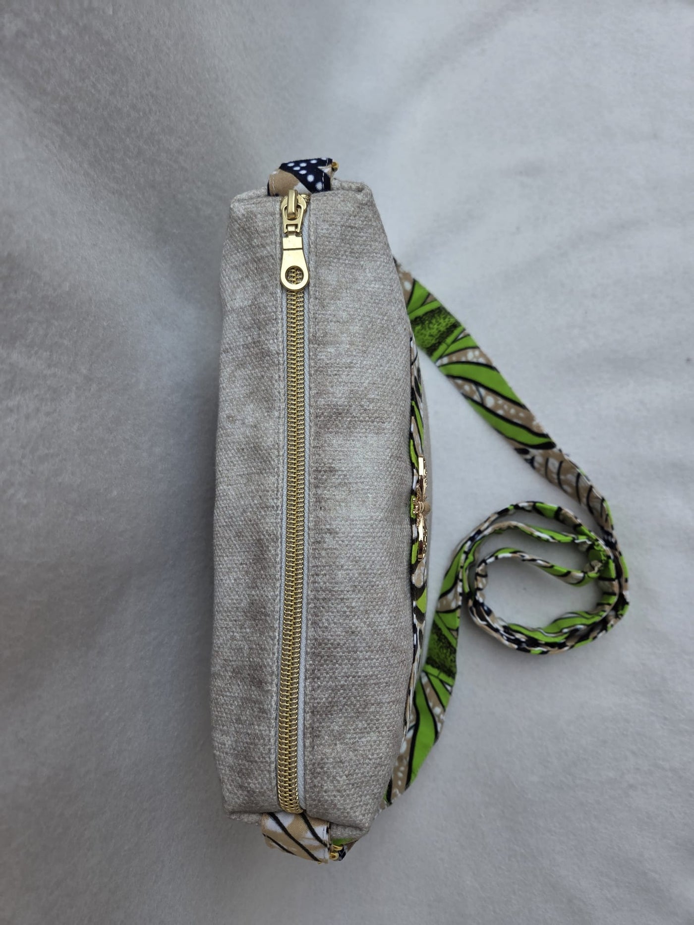 Sac “Lina Verde” – Bandoulière en lin & wax végétal