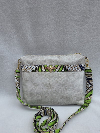 Sac “Lina Verde” – Bandoulière en lin & wax végétal