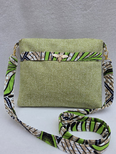 Sac “Anis Bohème” – Velours vert & wax végétal