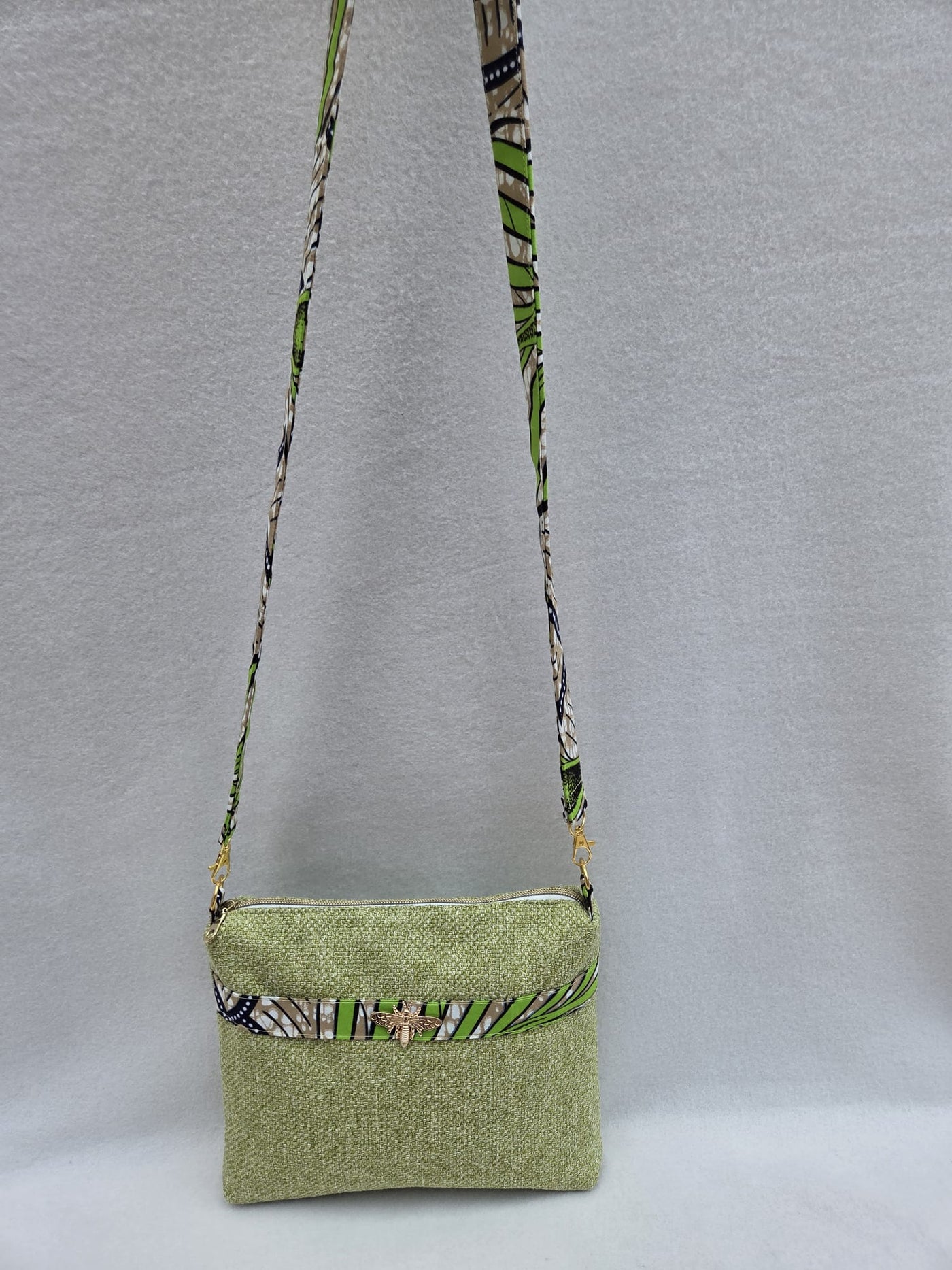 Sac “Anis Bohème” – Velours vert & wax végétal