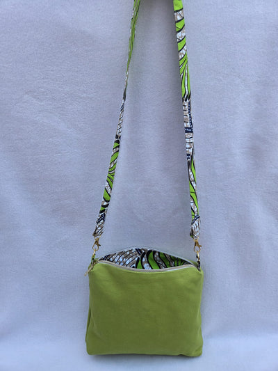 Sac “Jardin Tropical” – Toile vert citron & wax exotique