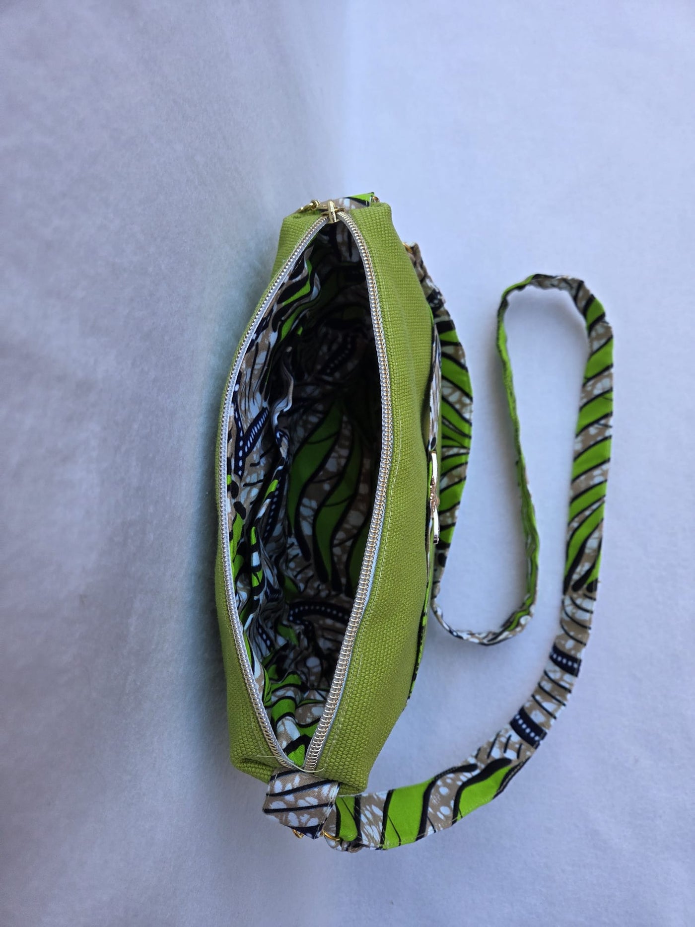 Sac “Jardin Tropical” – Toile vert citron & wax exotique