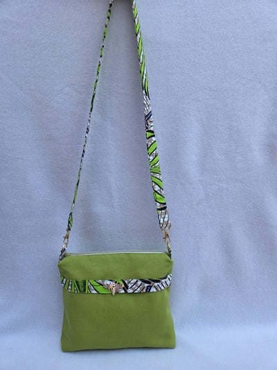 Sac “Jardin Tropical” – Toile vert citron & wax exotique
