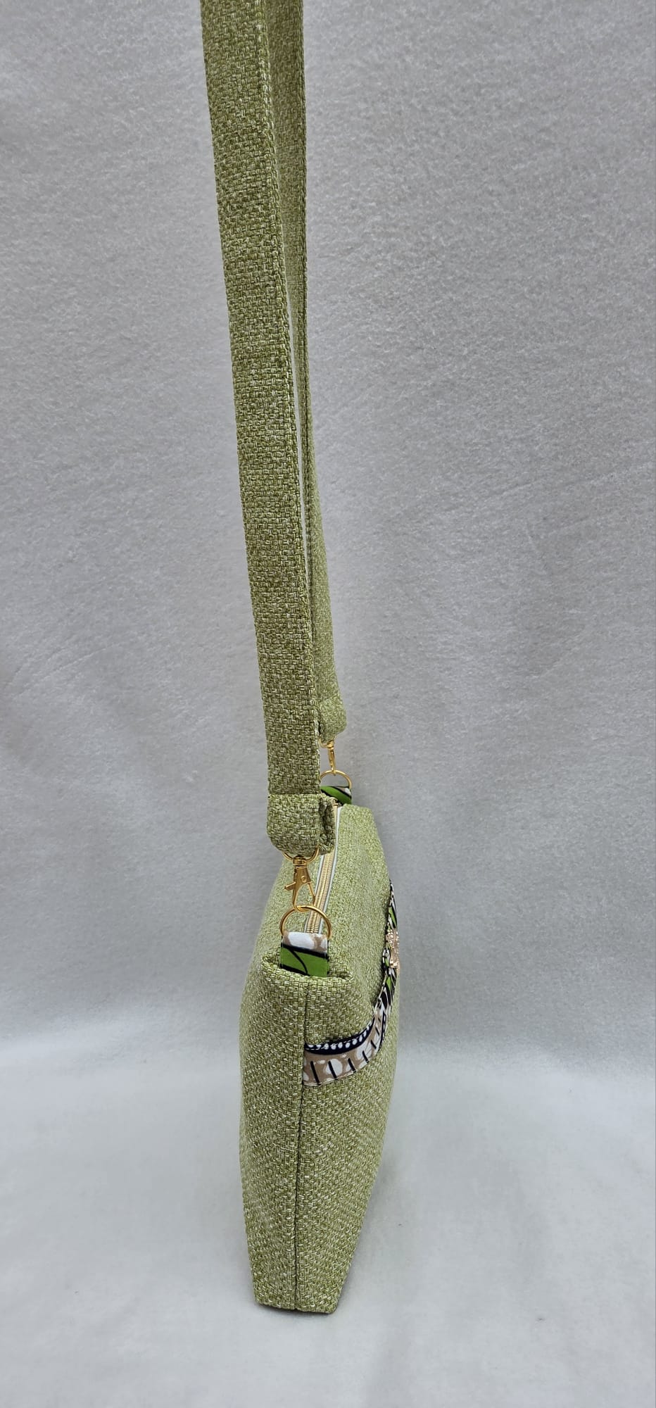 Sac “Anis Bohème” – Velours vert & wax végétal