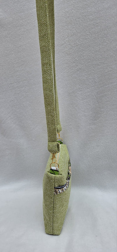 Sac “Anis Bohème” – Velours vert & wax végétal